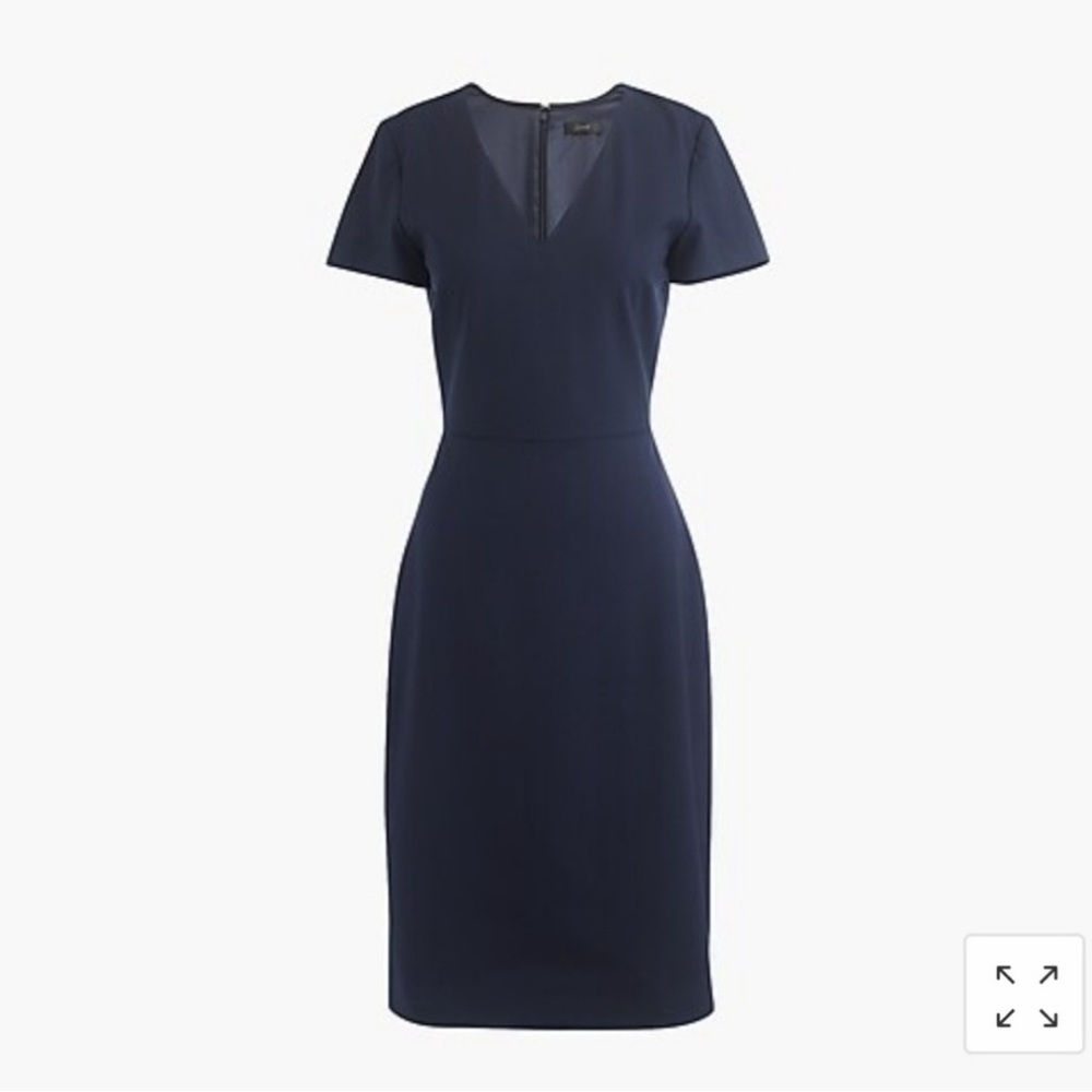J. Crew Cap-sleeve V-neck Italian stretch wool work dress- size 14- Navy